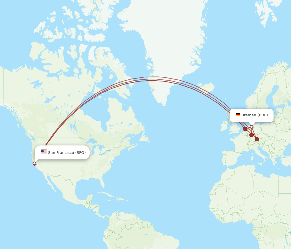 SFO-BRE flight routes