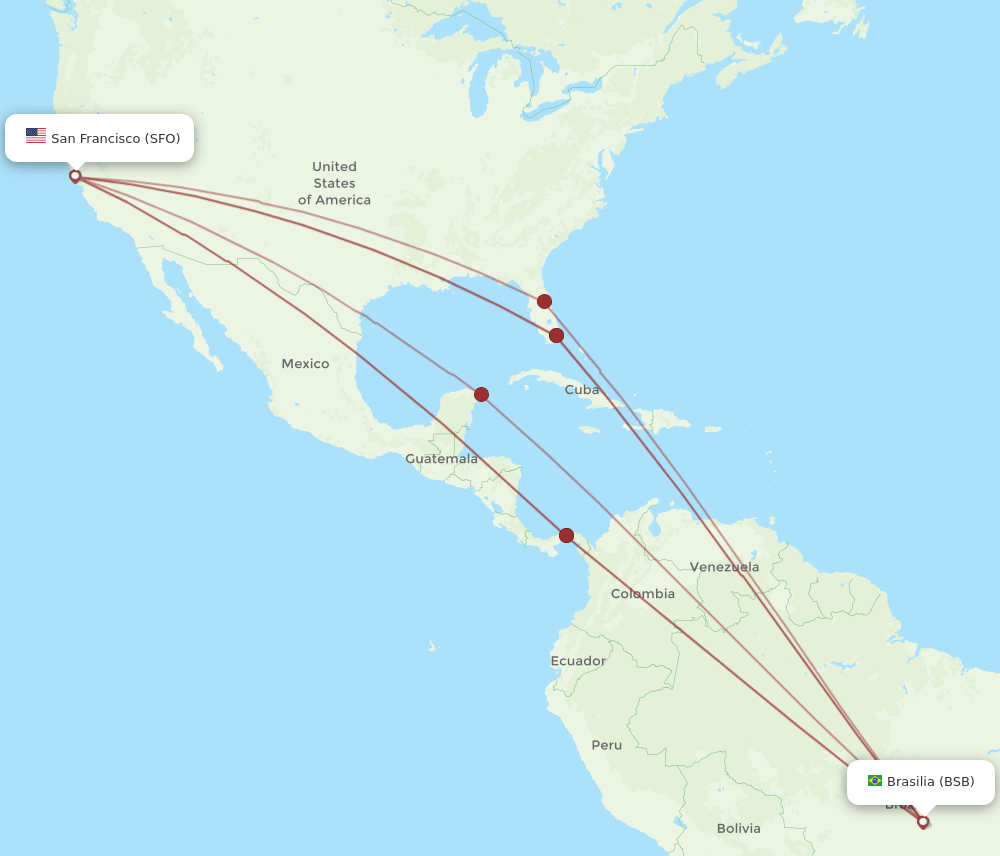 SFO-BSB flight routes