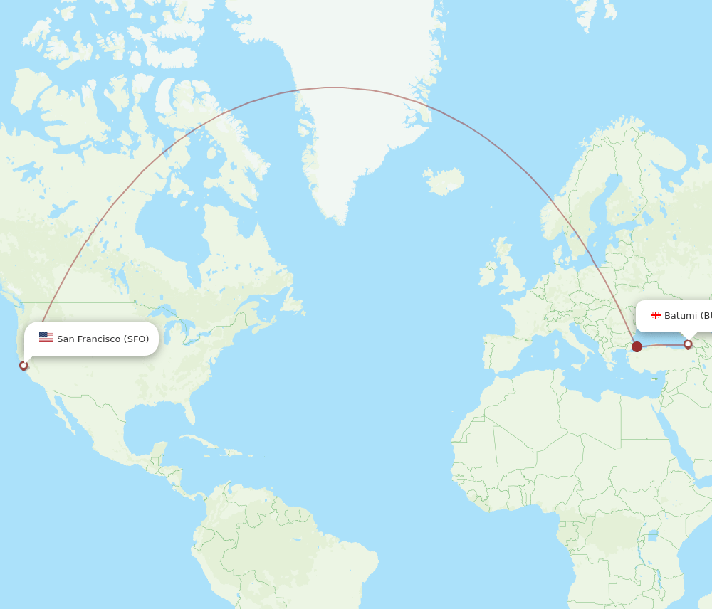 SFO-BUS flight routes