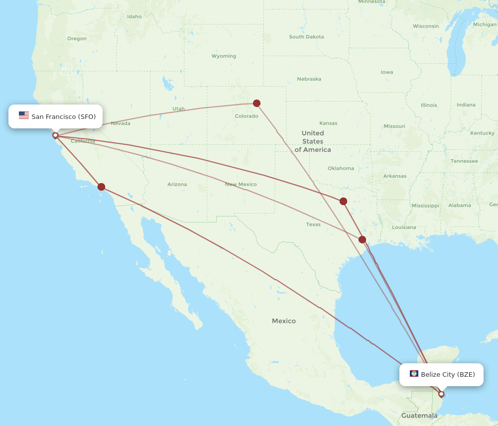 SFO-BZE flight routes