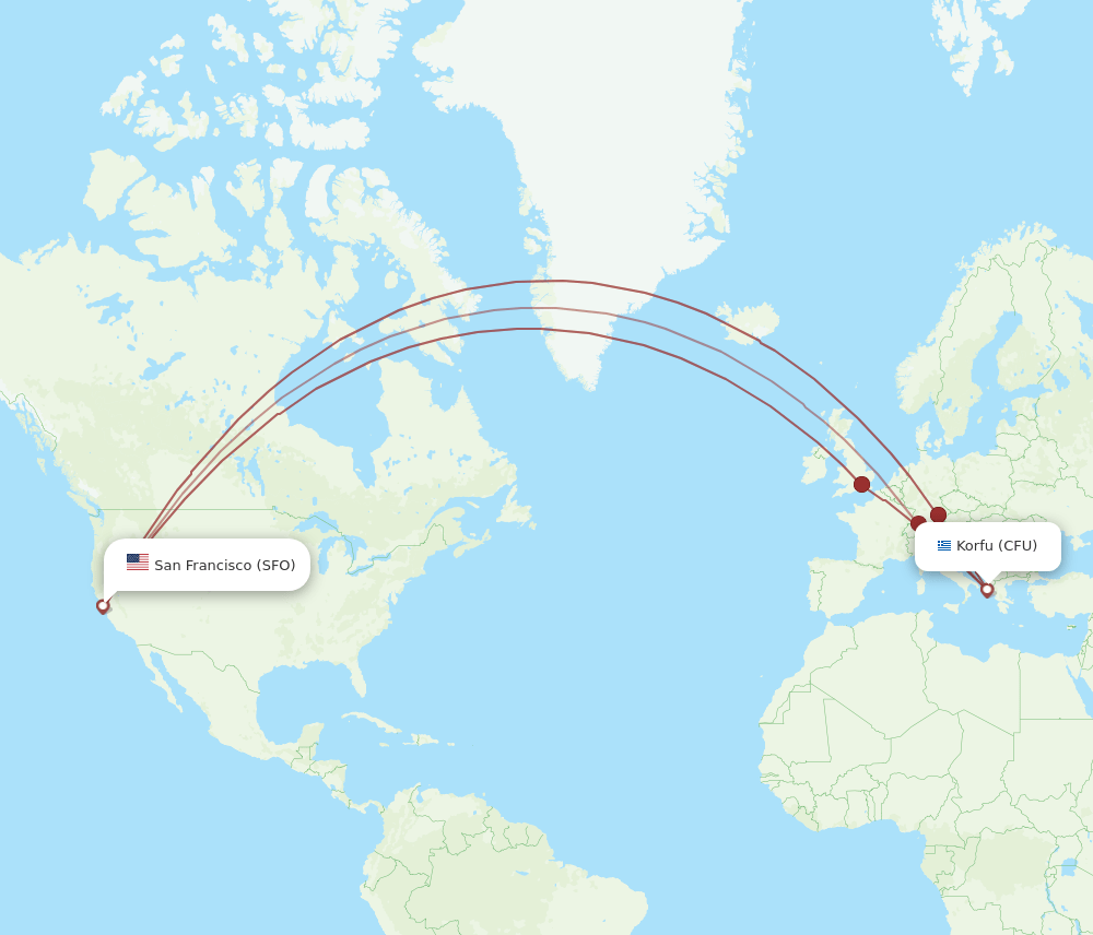 SFO-CFU flight routes