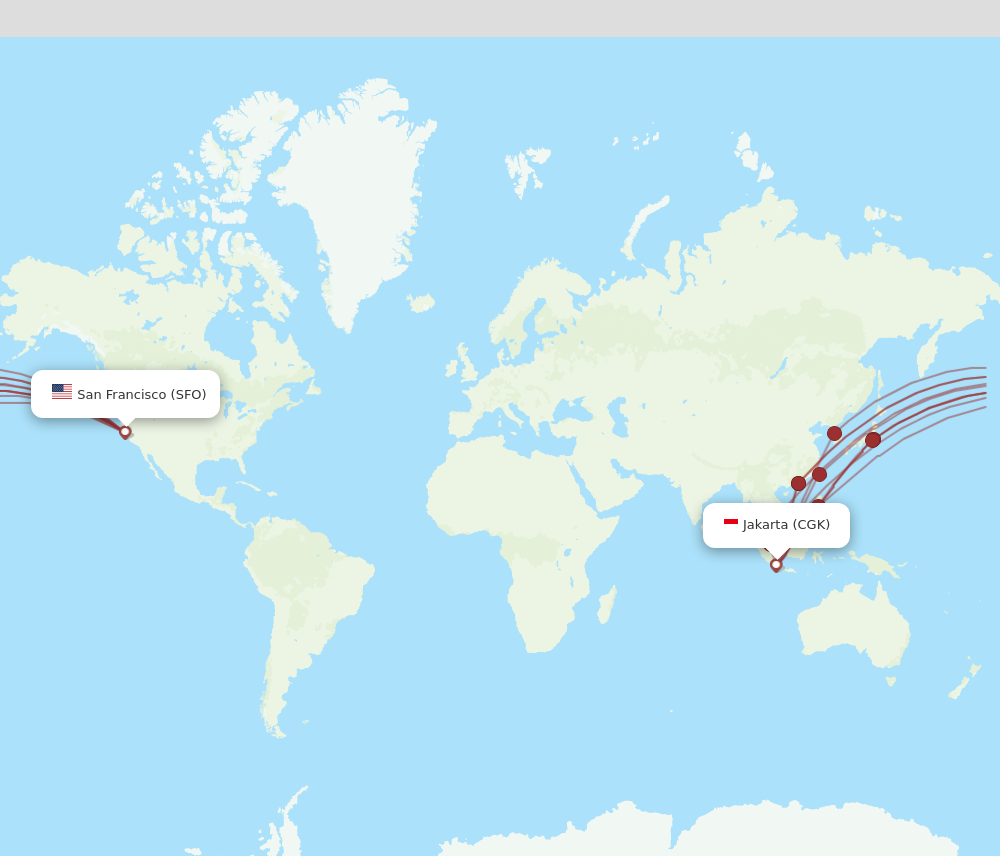 SFO to CGK flights and routes map