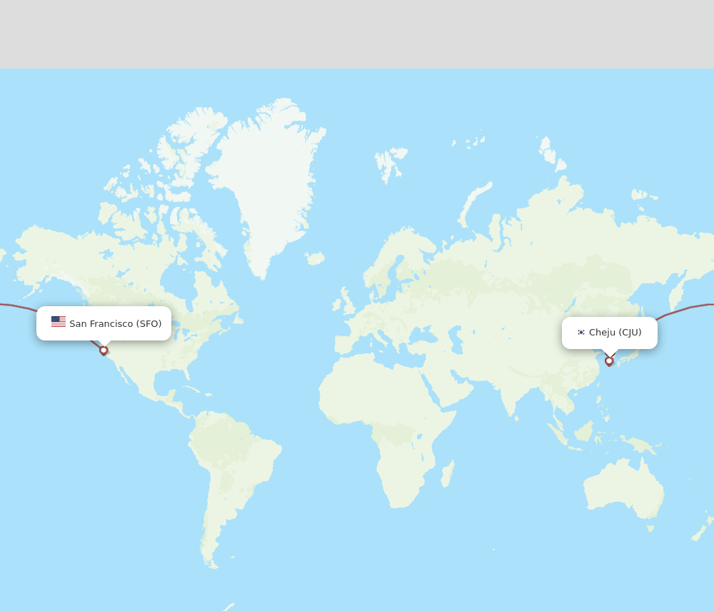 SFO to CJU flights and routes map