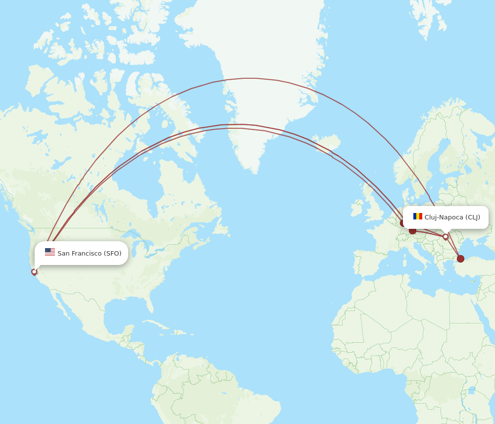 SFO-CLJ flight routes