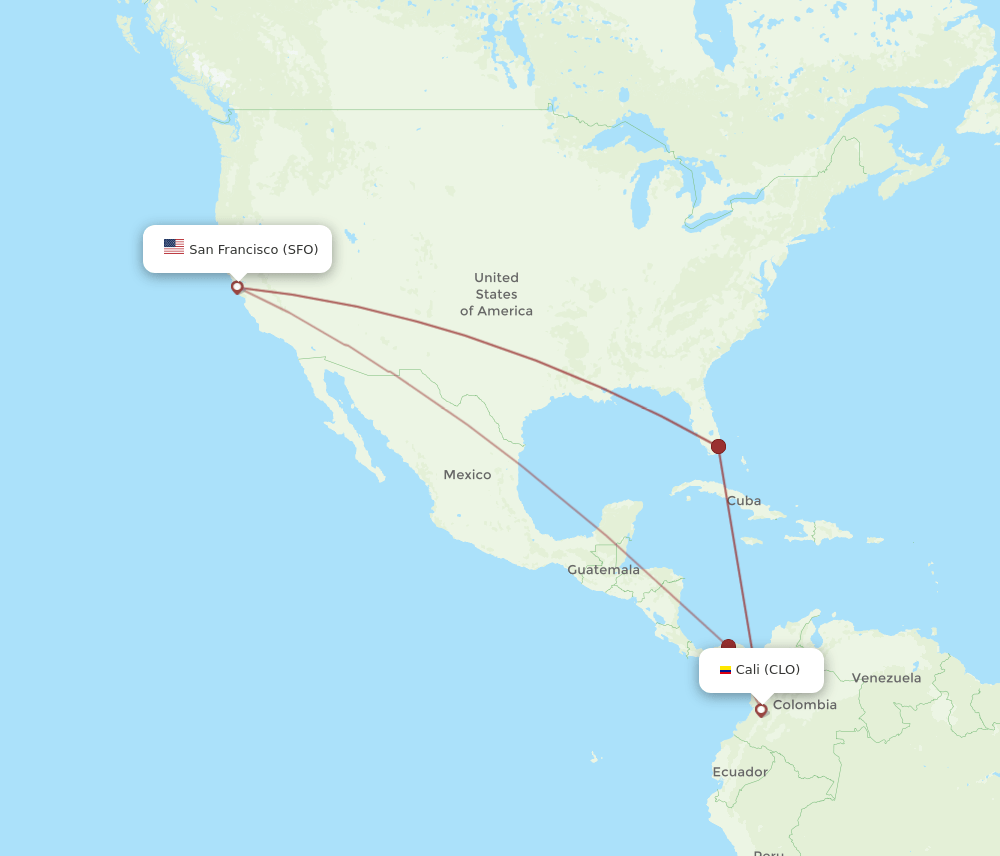 SFO-CLO flight routes