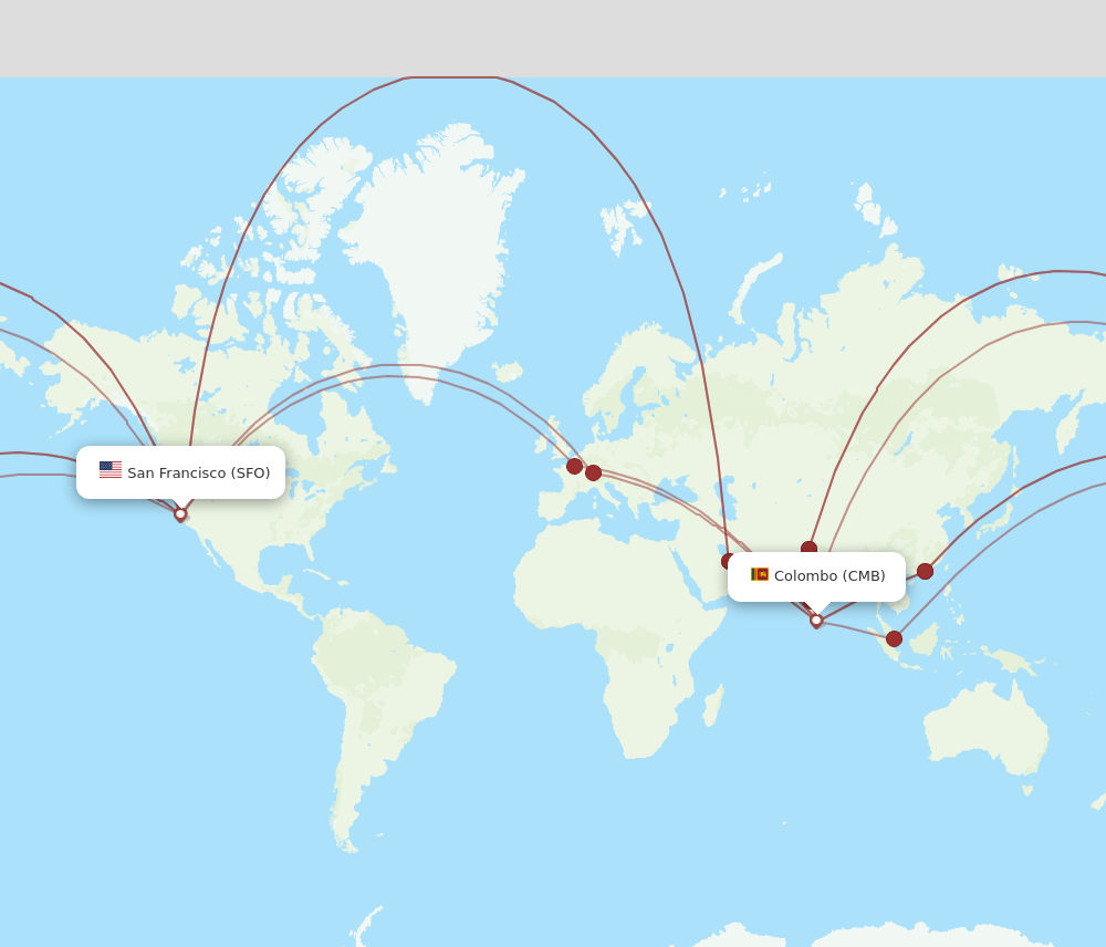 SFO-CMB flight routes