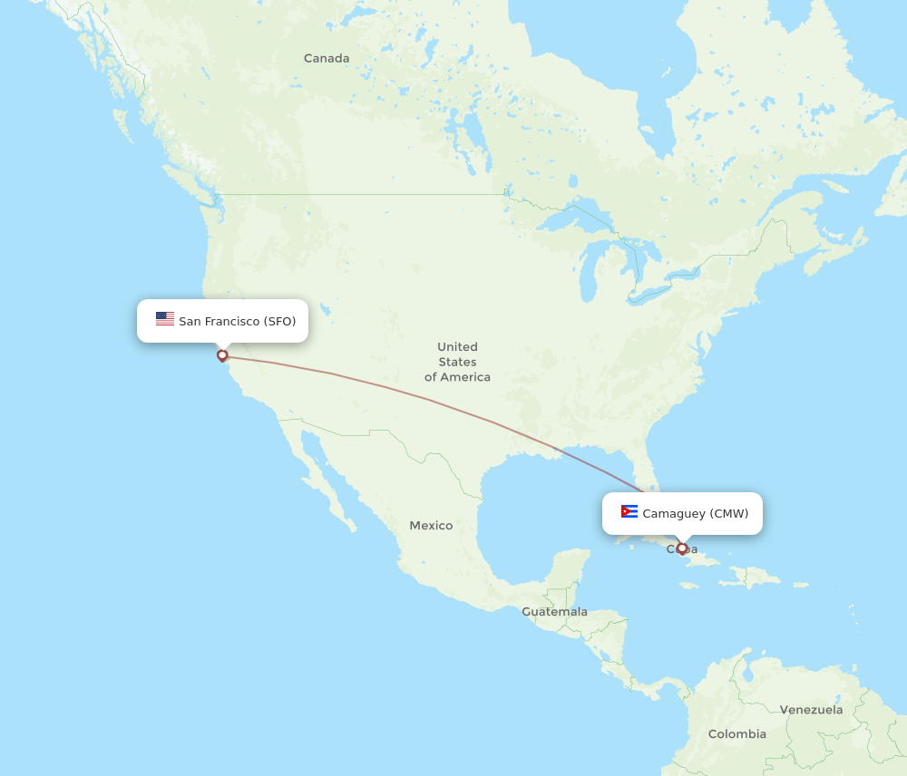 SFO-CMW flight routes