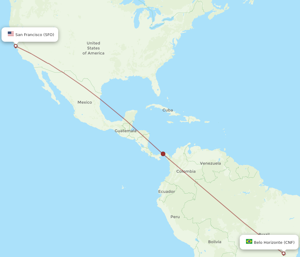 SFO to CNF flights and routes map