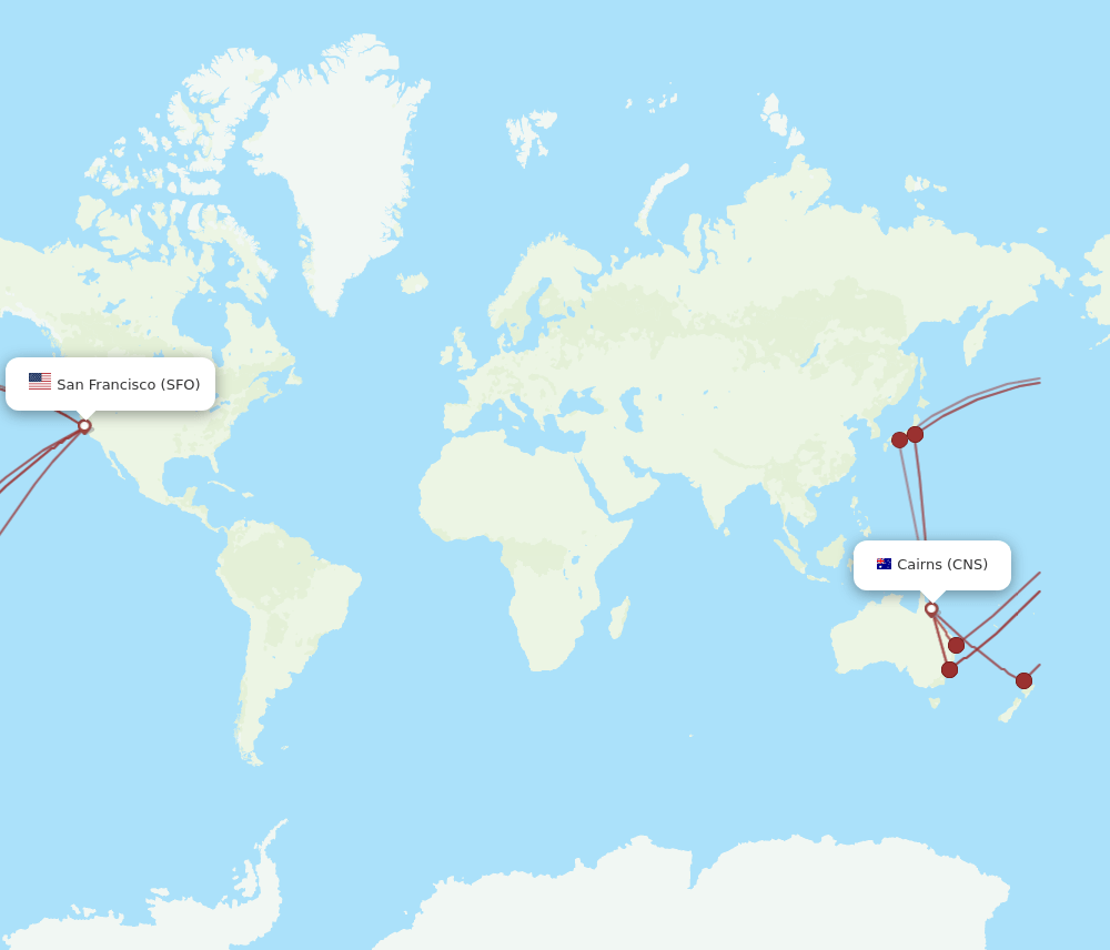 SFO-CNS flight routes
