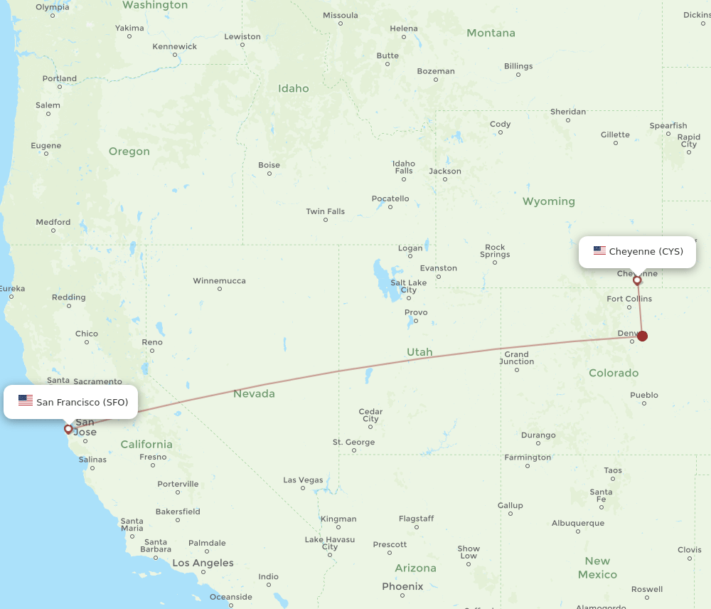 SFO-CYS flight routes