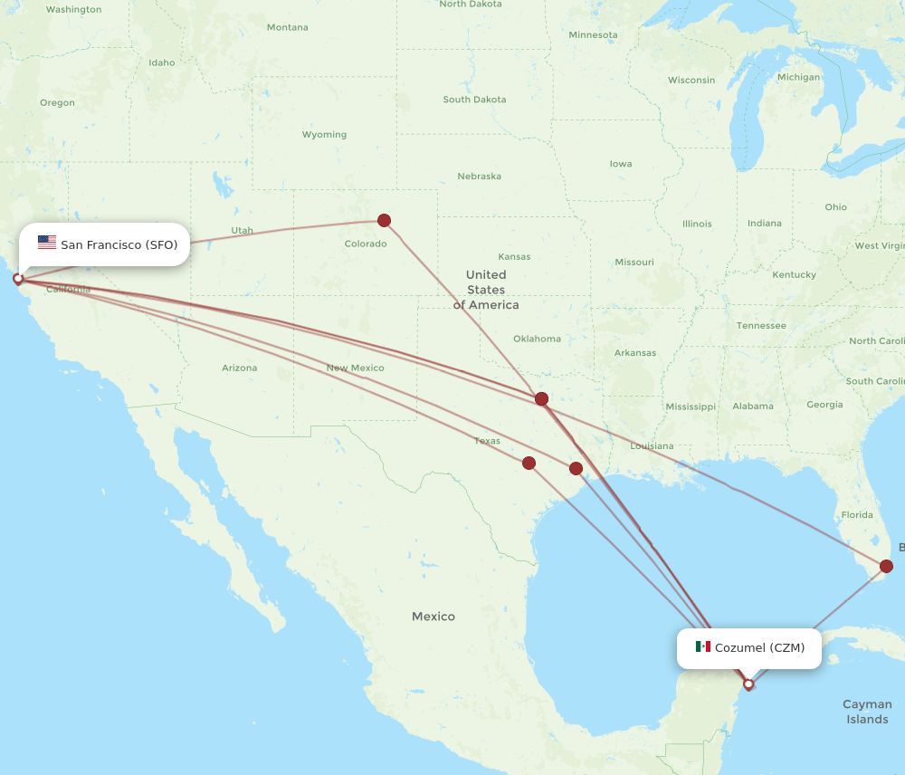 SFO-CZM flight routes