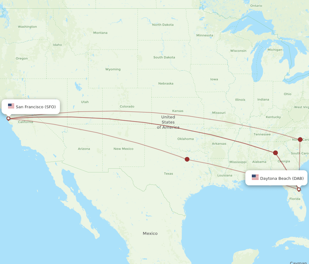 SFO-DAB flight routes