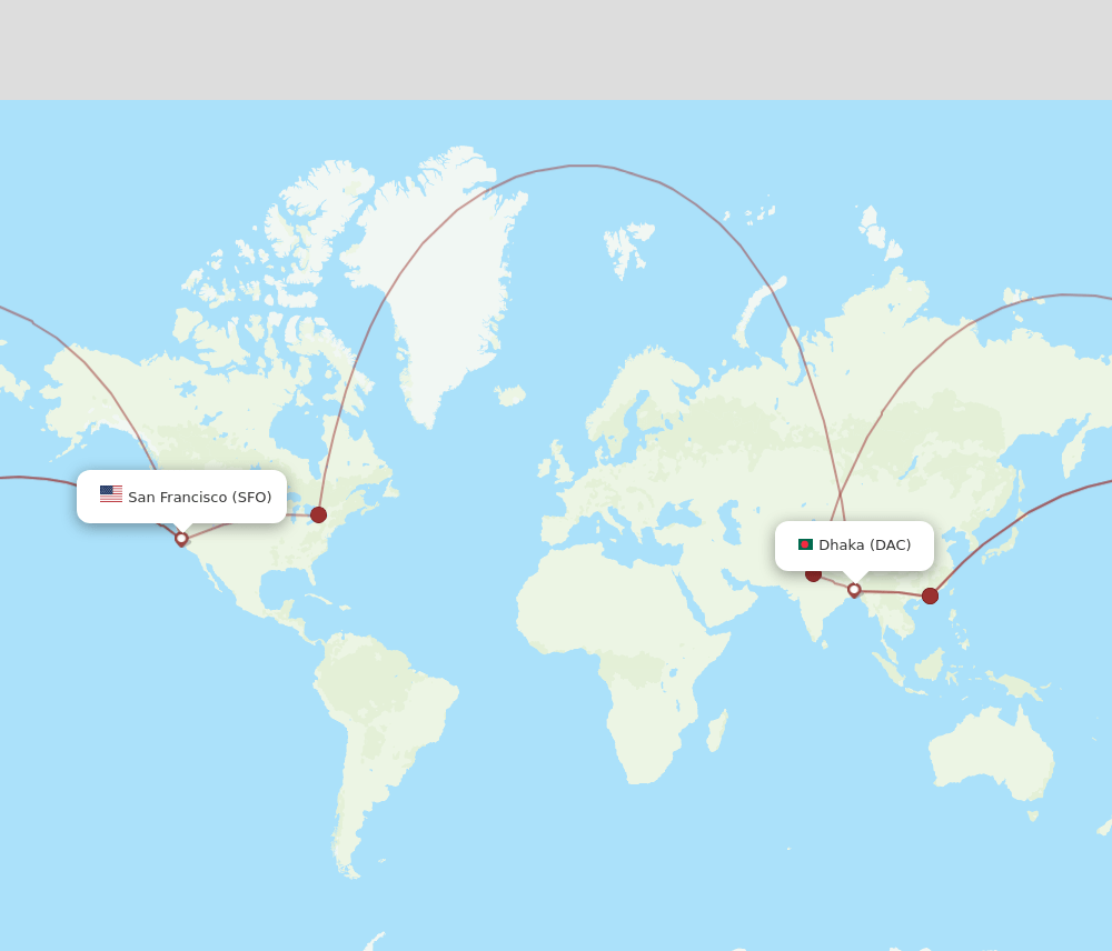 SFO-DAC flight routes
