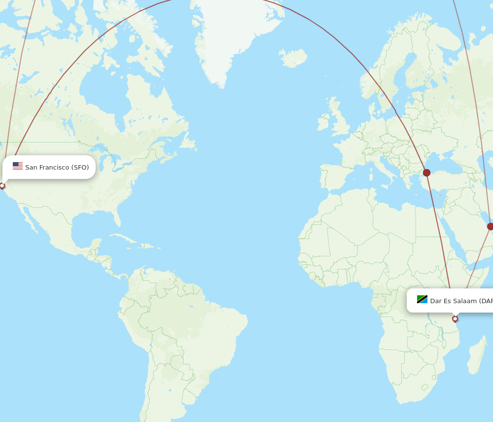SFO-DAR flight routes