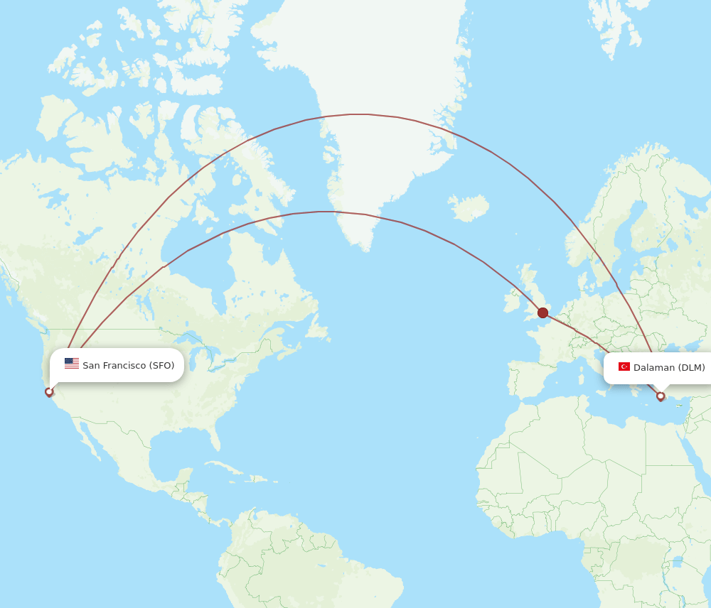 SFO-DLM flight routes