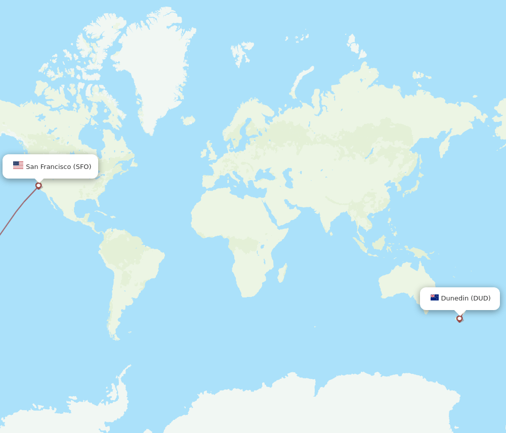 SFO-DUD flight routes