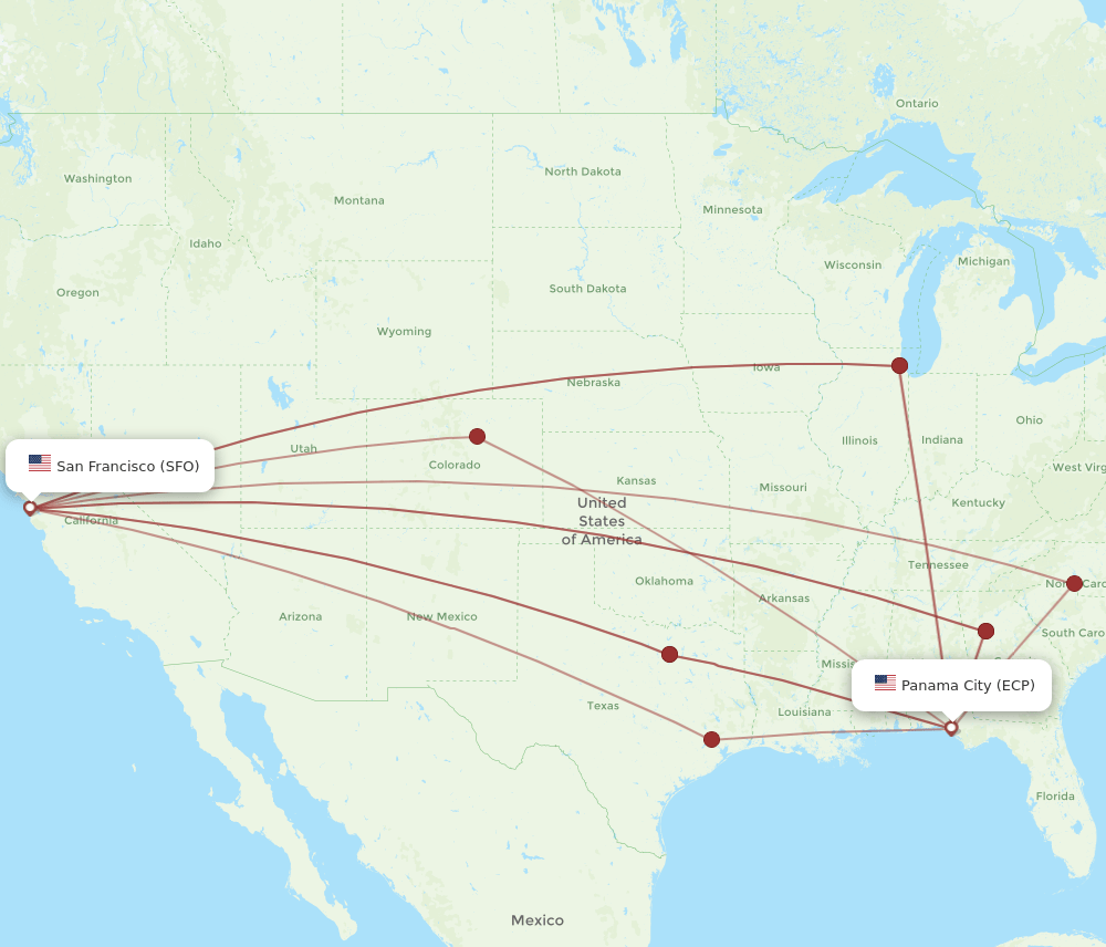 SFO-ECP flight routes
