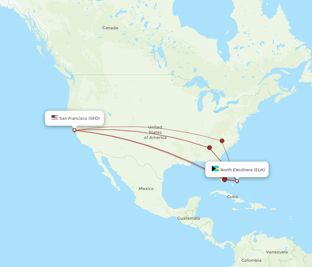 SFO-ELH flight routes