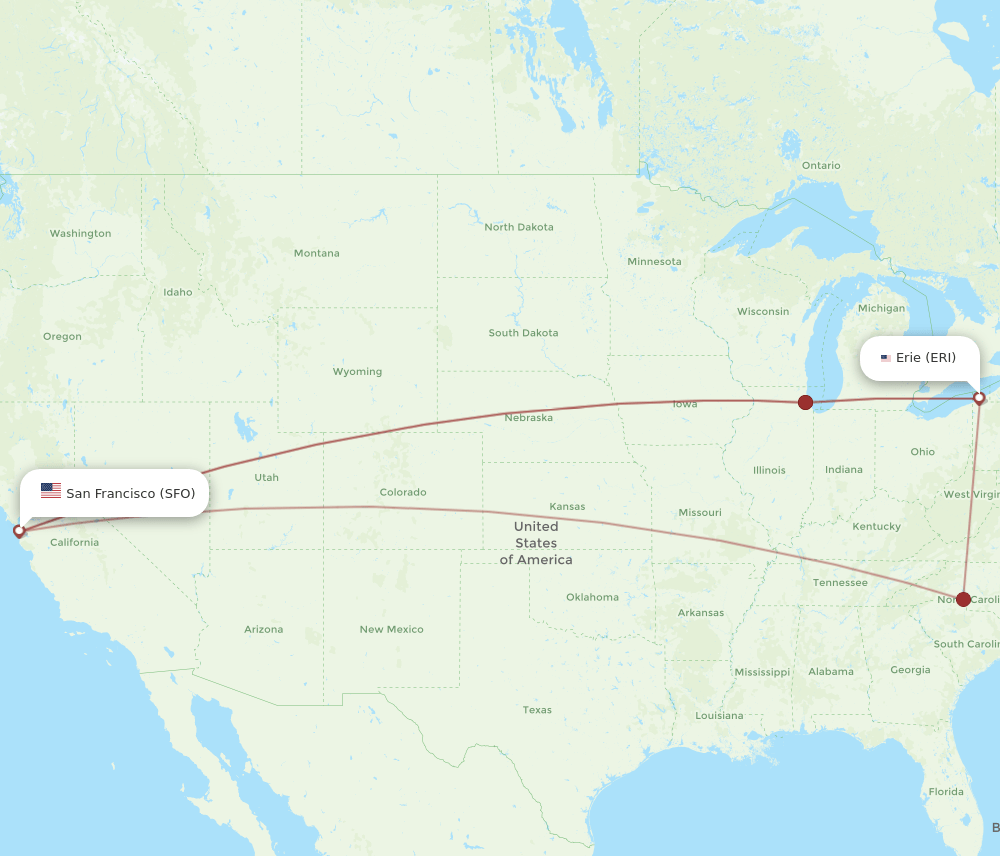SFO-ERI flight routes
