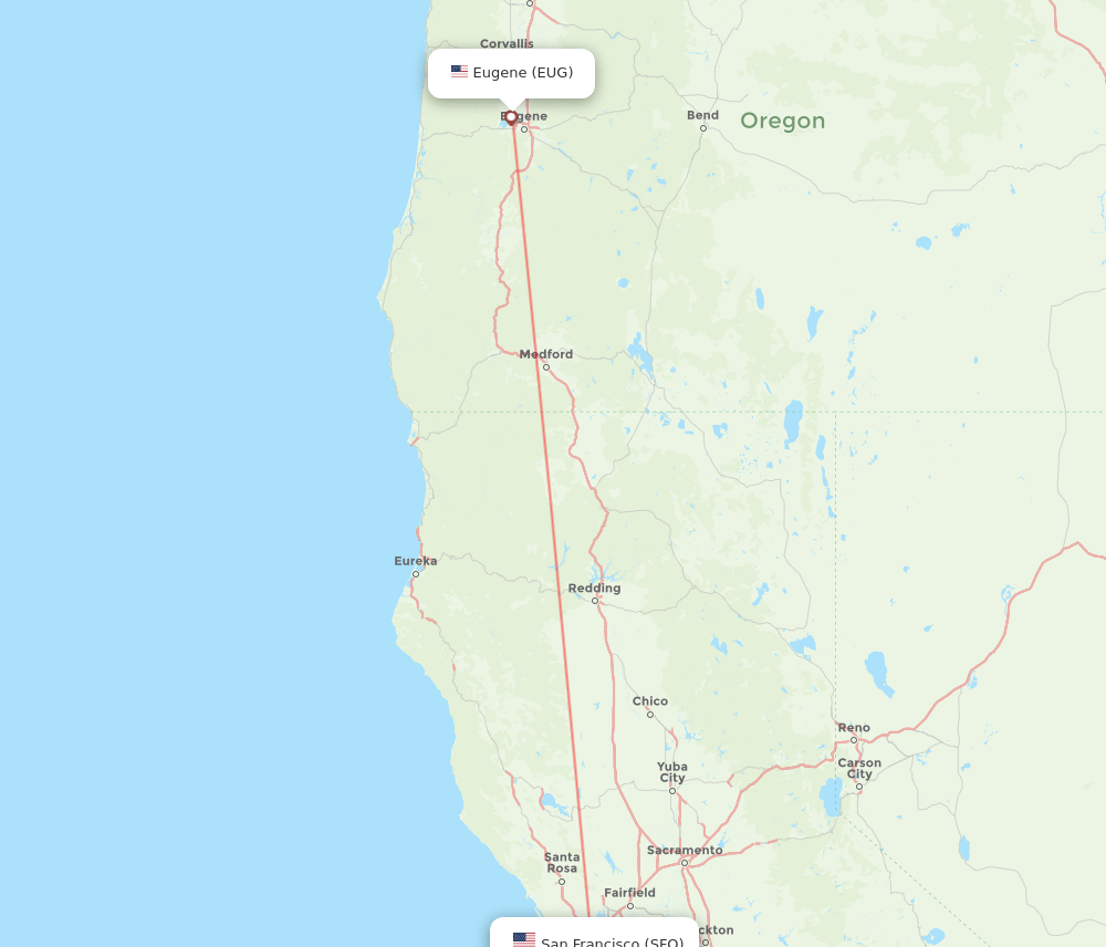 SFO-EUG flight routes