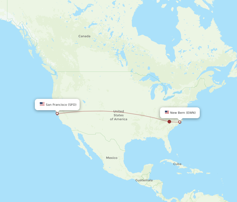 SFO-EWN flight routes