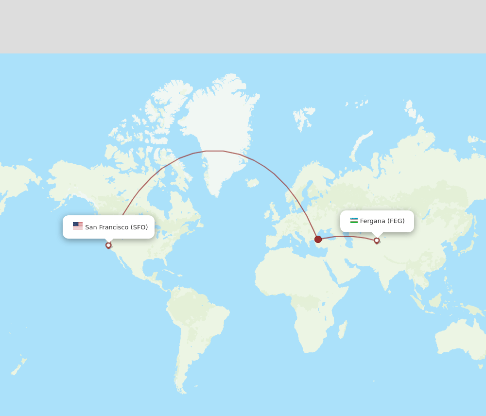 SFO to FEG flights and routes map