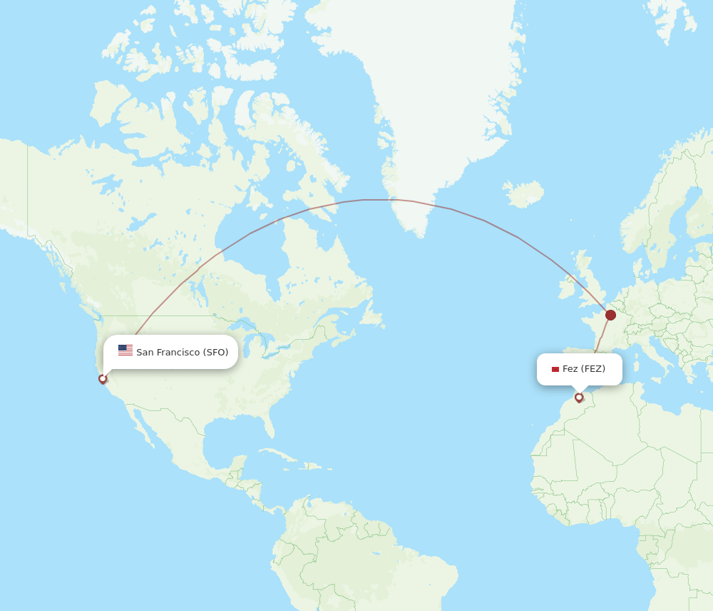 SFO-FEZ flight routes