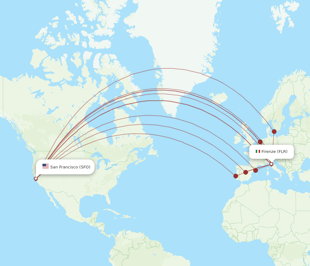 SFO-FLR flight routes