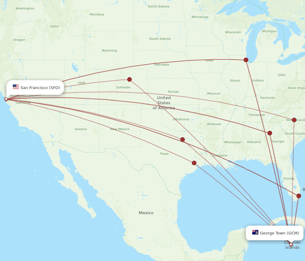SFO-GCM flight routes