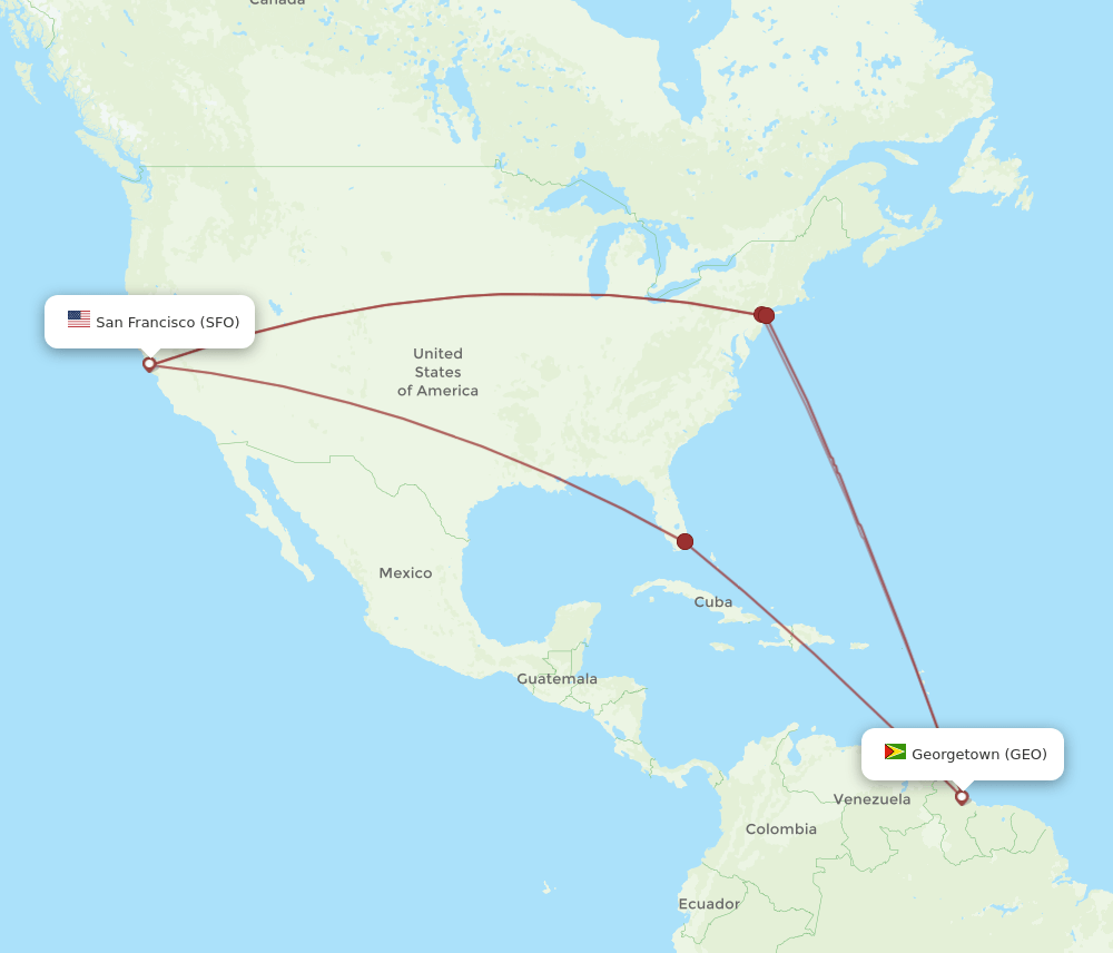 SFO-GEO flight routes