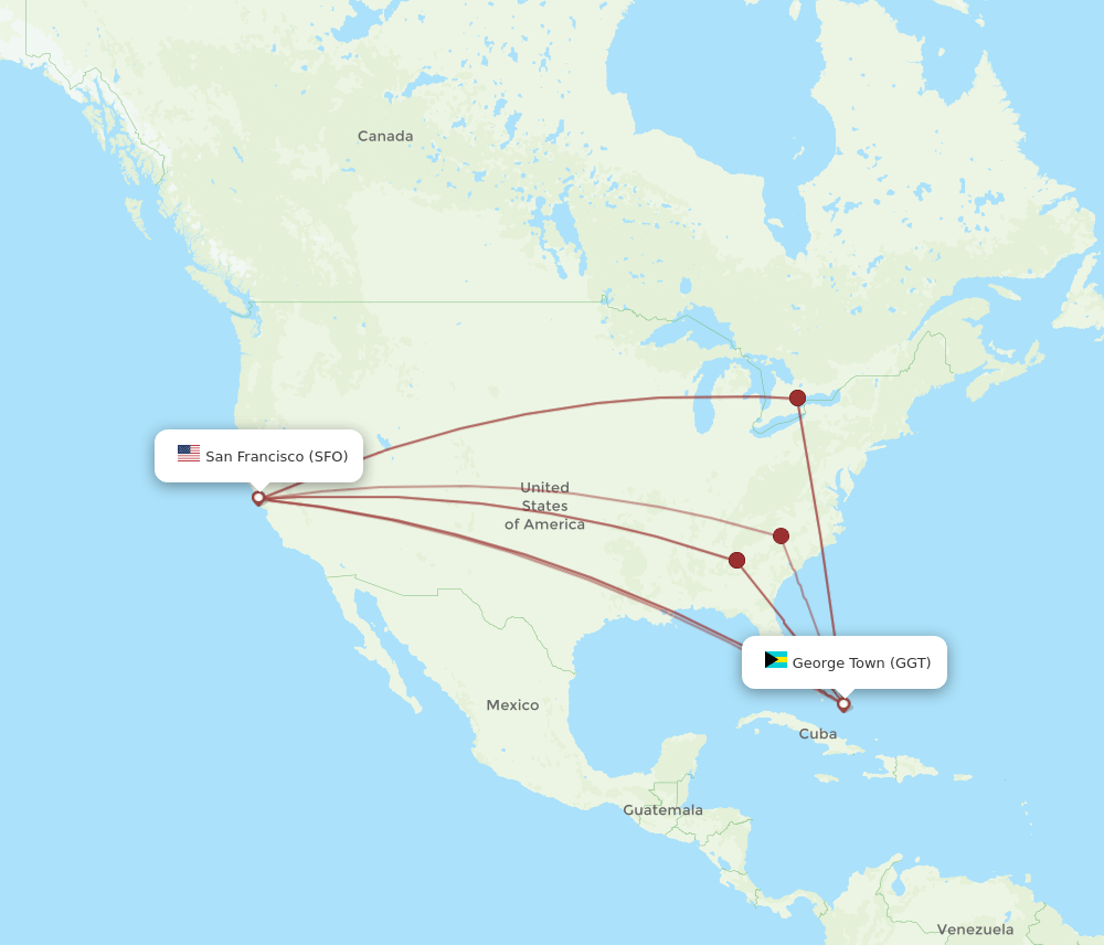 SFO-GGT flight routes