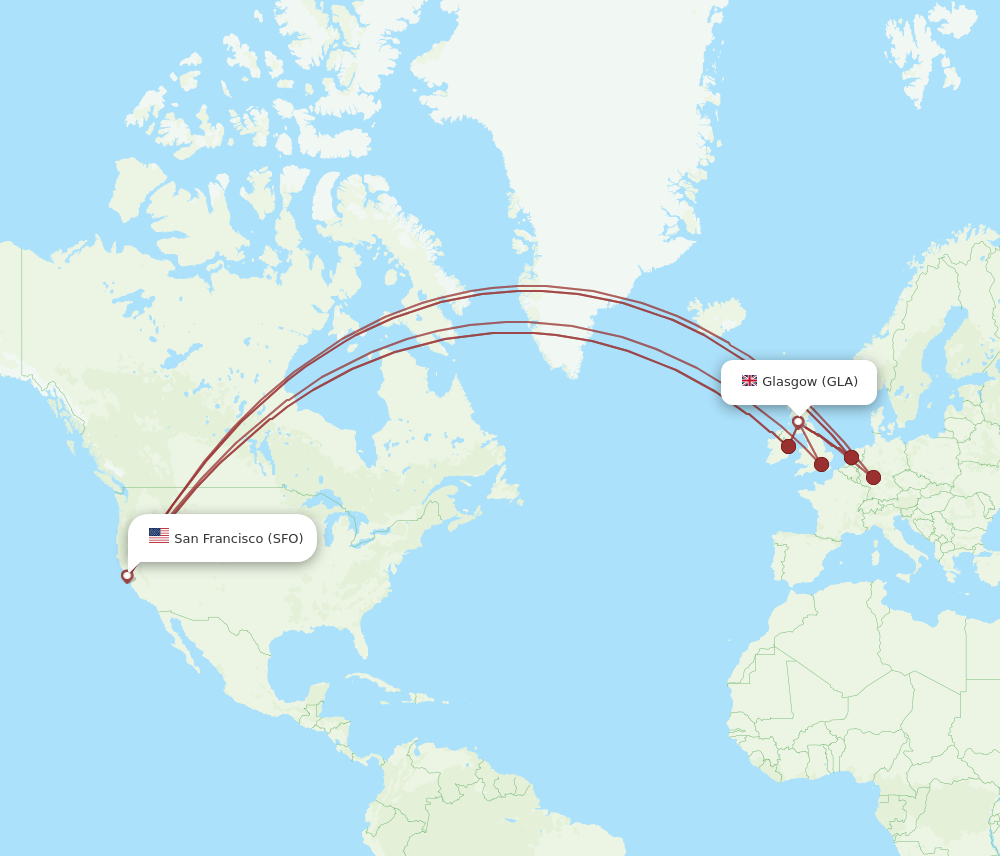 SFO-GLA flight routes