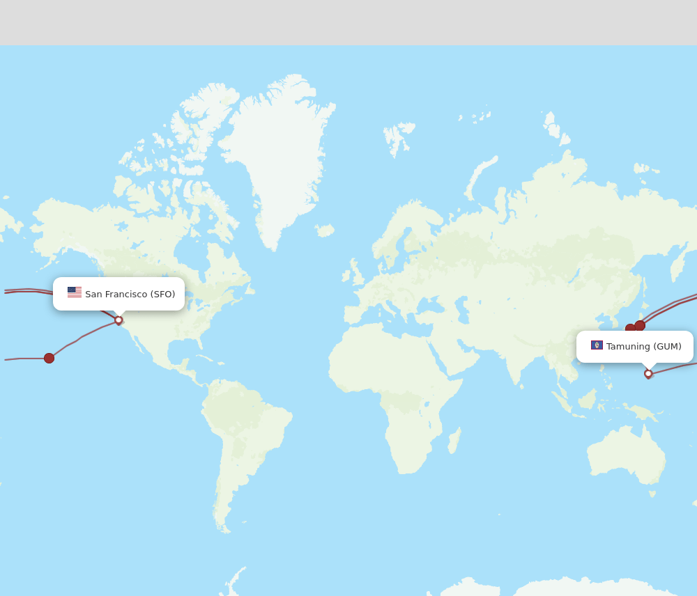 SFO to GUM flights and routes map