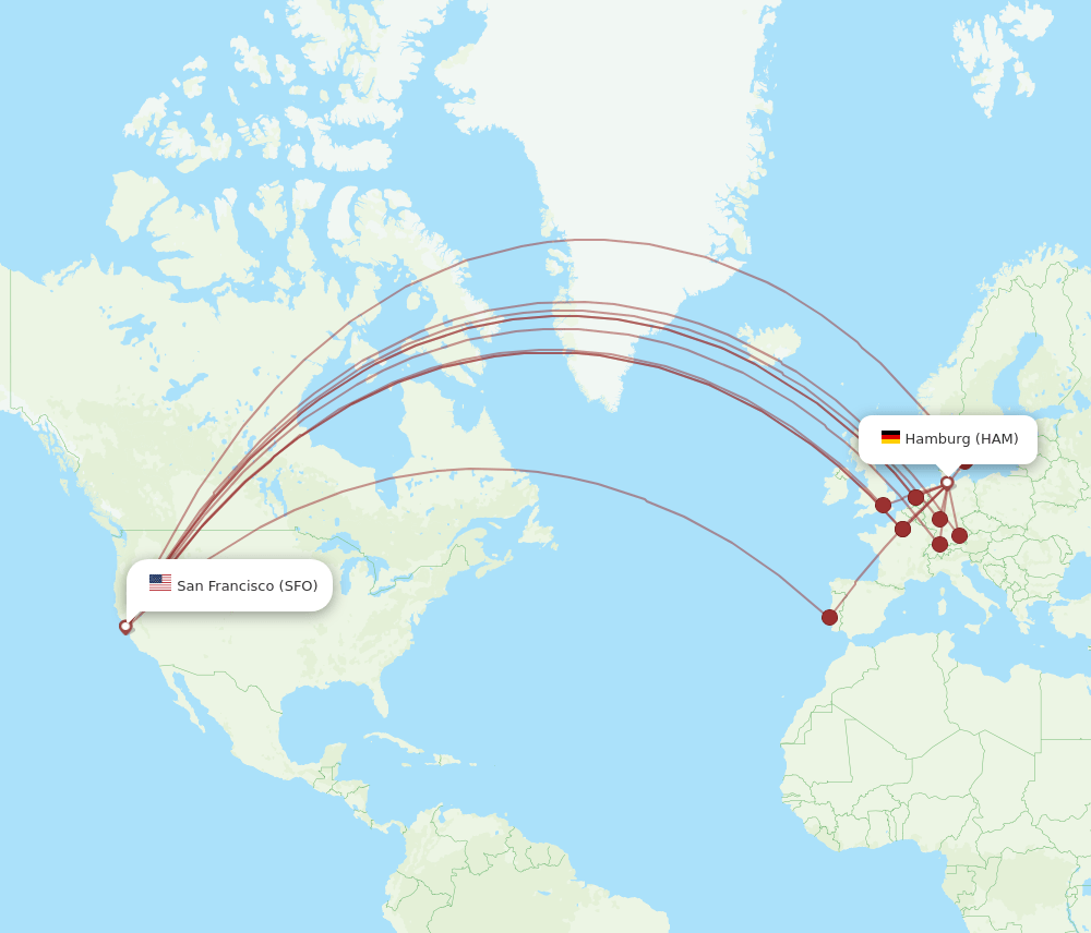 SFO-HAM flight routes