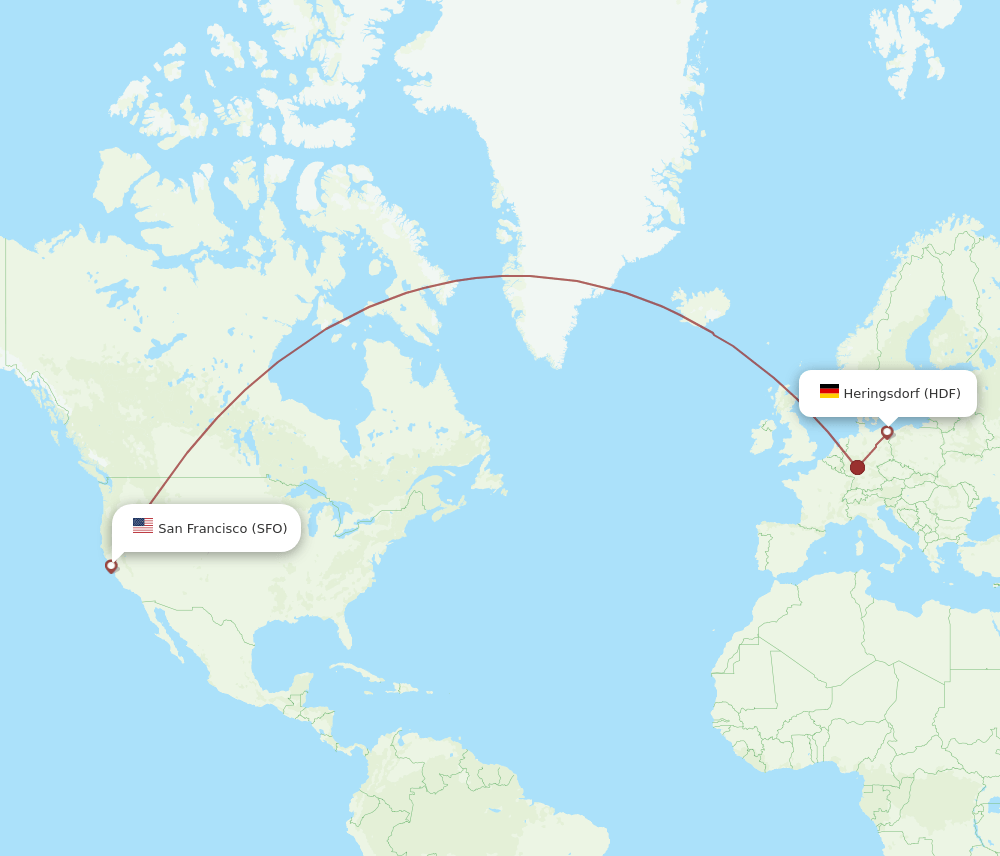 SFO-HDF flight routes