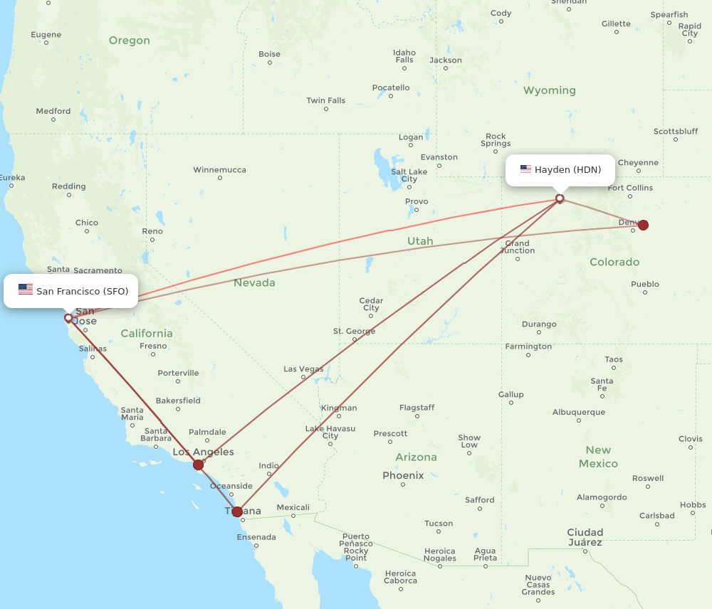 SFO-HDN flight routes