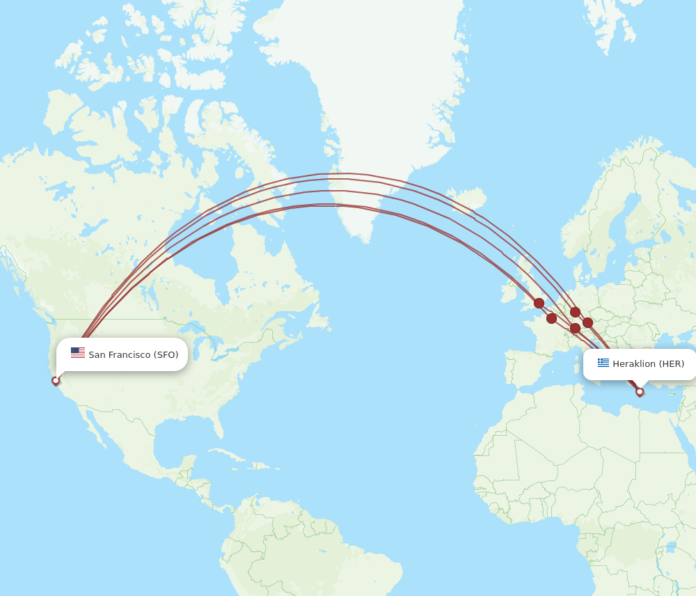 SFO to HER flights and routes map