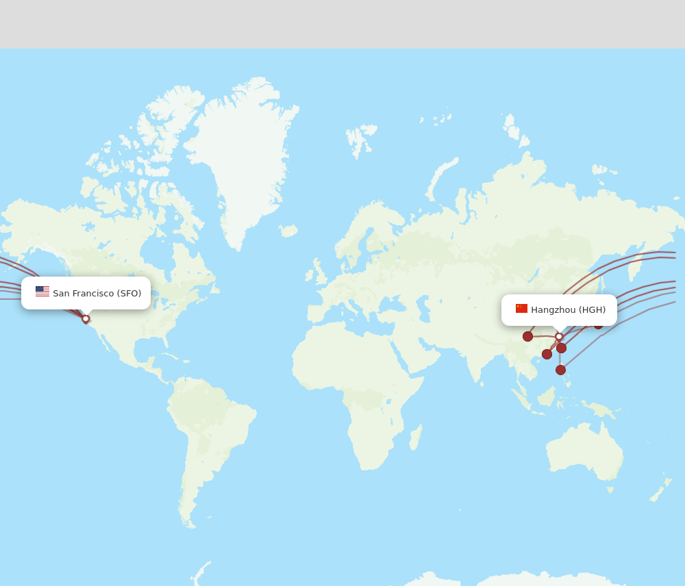 SFO-HGH flight routes