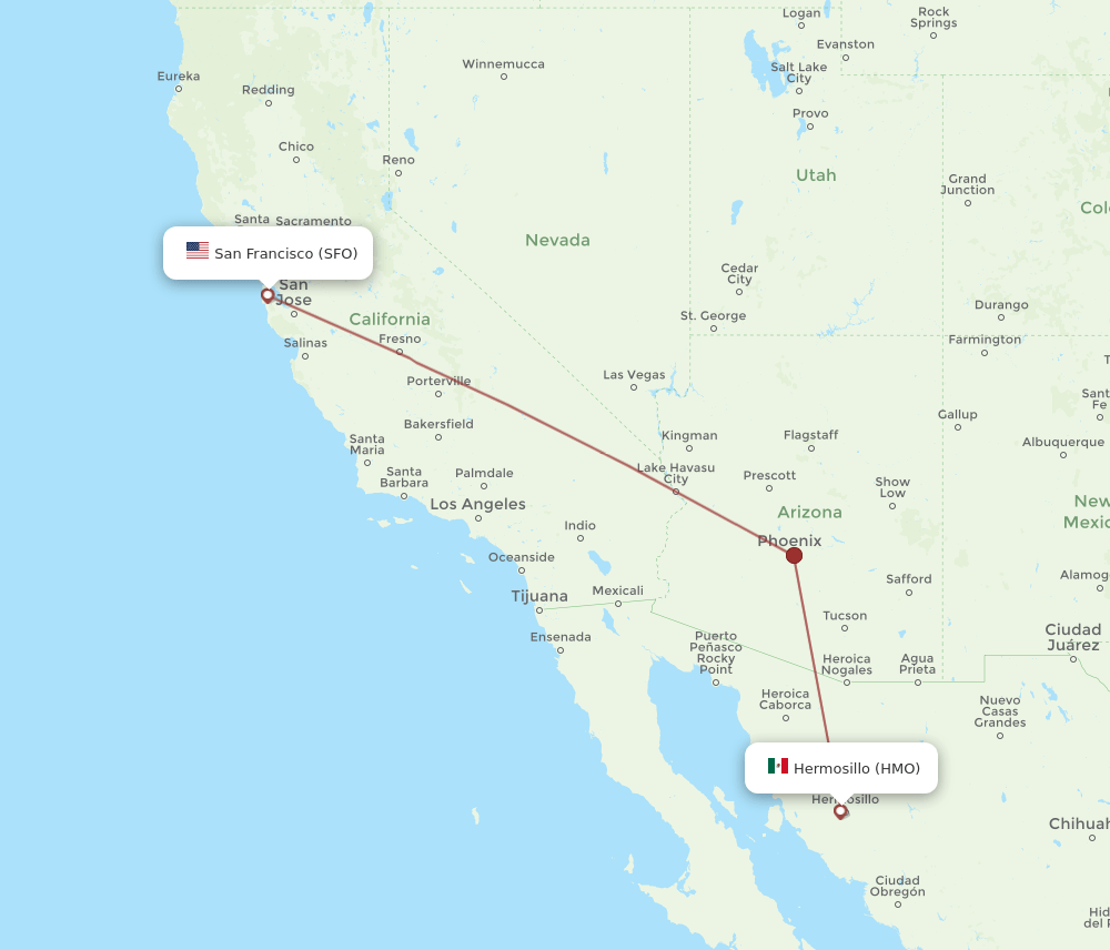 SFO-HMO flight routes