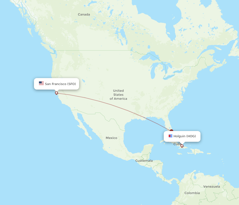 SFO-HOG flight routes