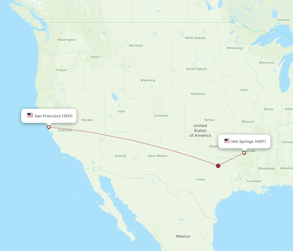 SFO to HOT flights and routes map