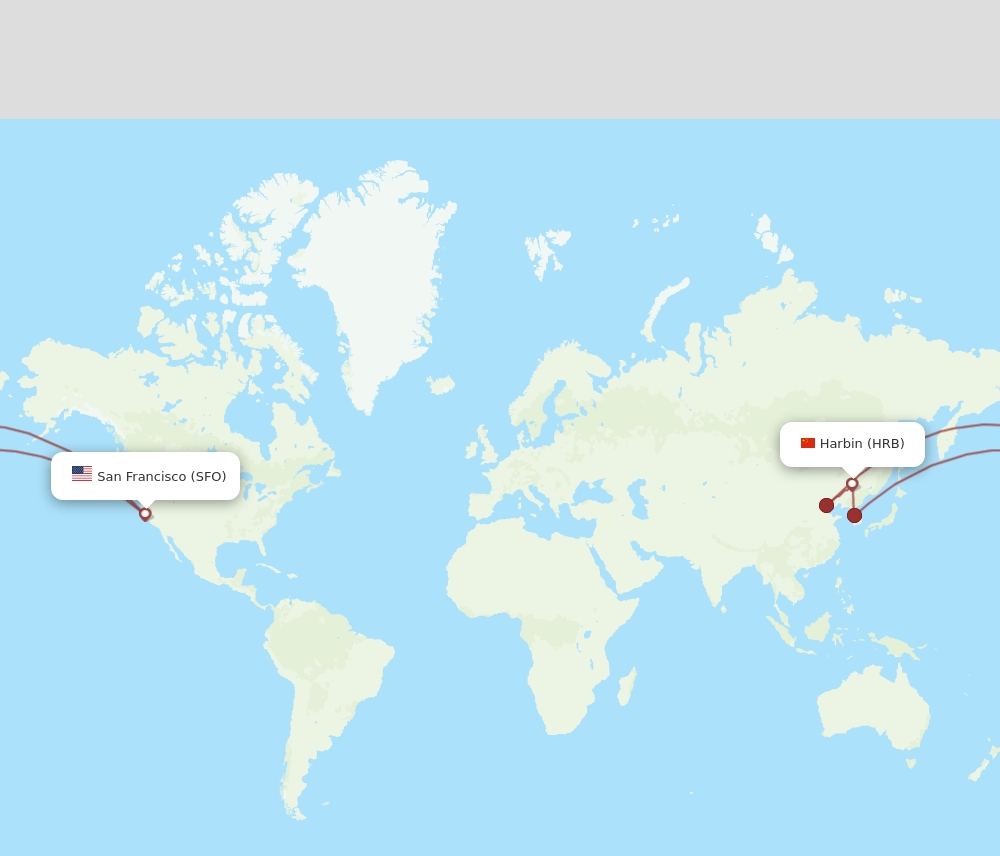 SFO to HRB flights and routes map