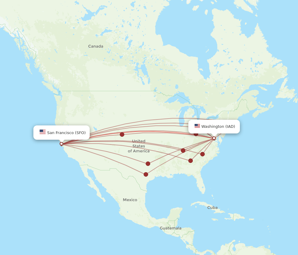 SFO-IAD flight routes