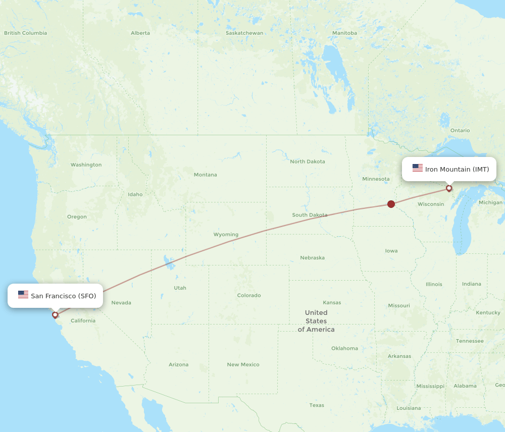 SFO-IMT flight routes