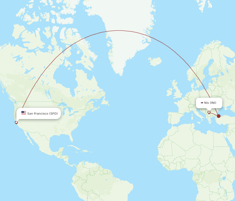 SFO-INI flight routes