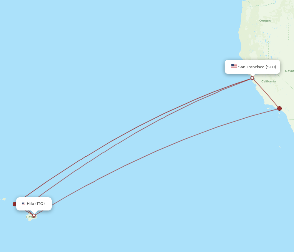SFO-ITO flight routes