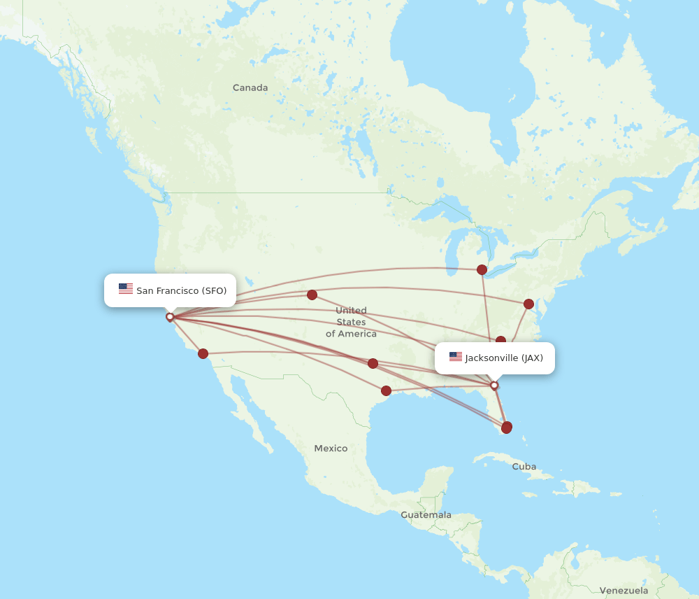 SFO-JAX flight routes