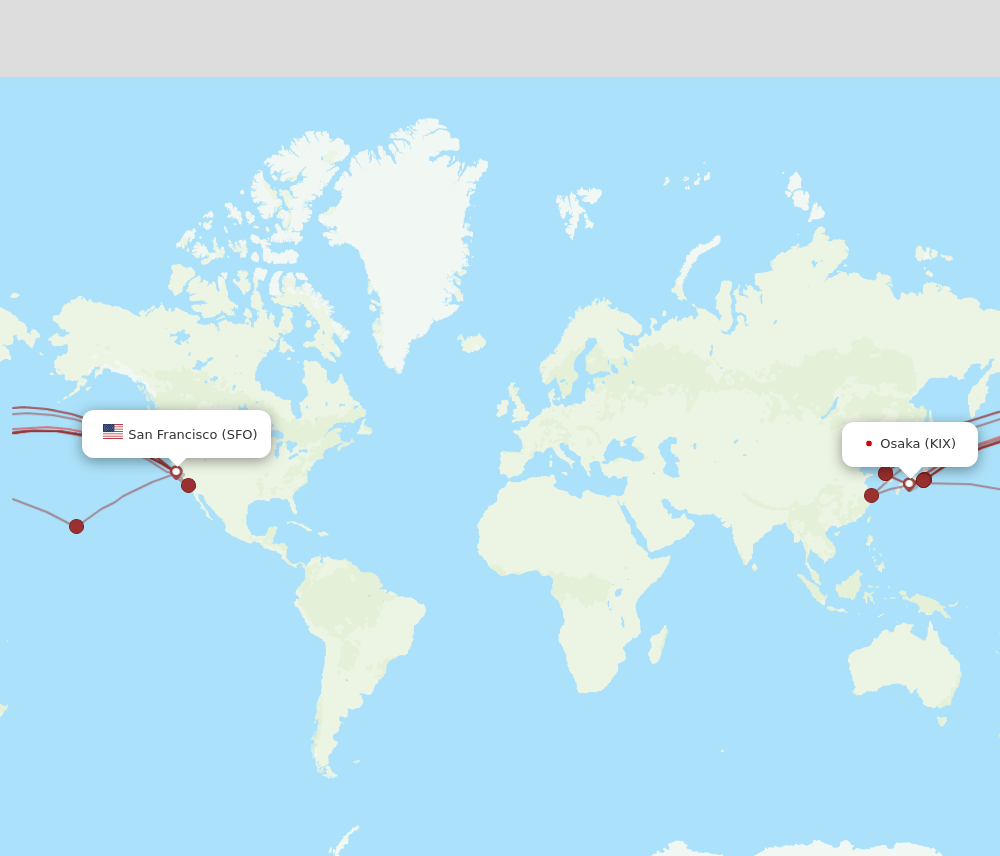 SFO-KIX flight routes