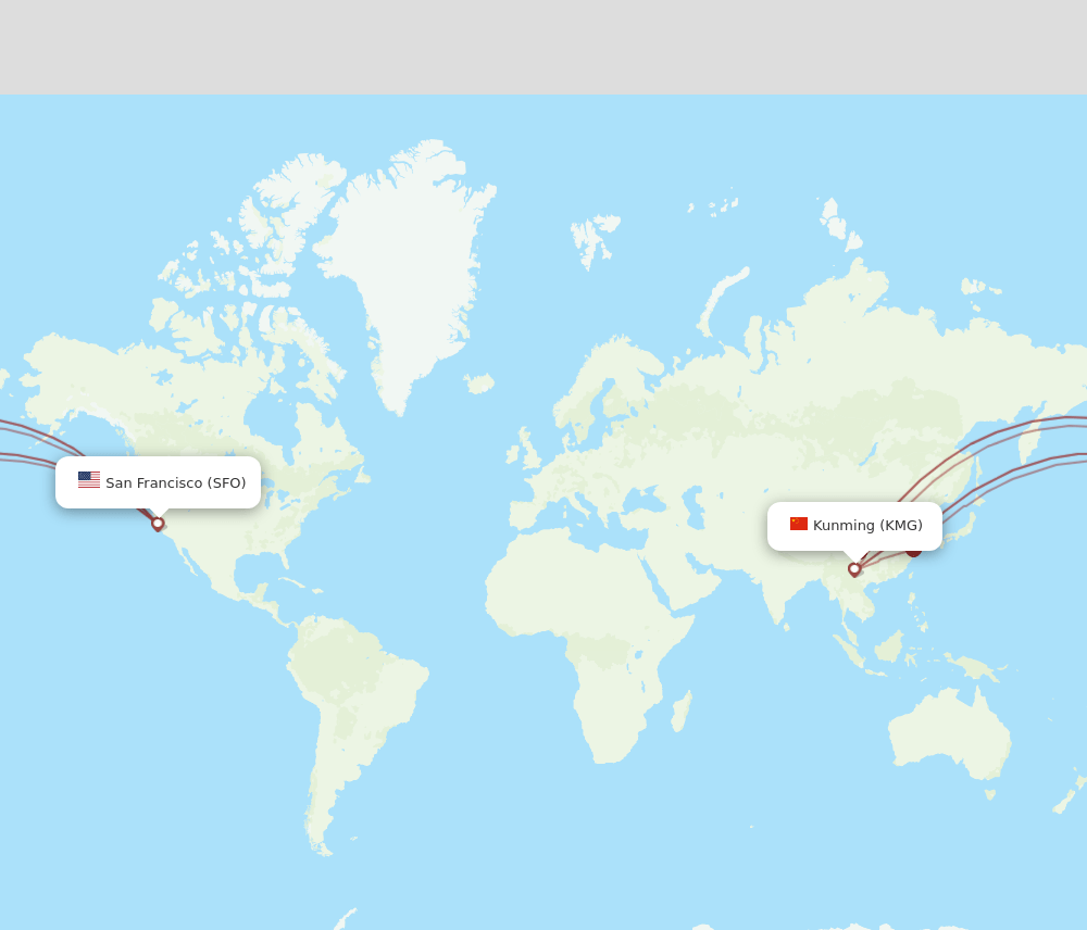 SFO-KMG flight routes