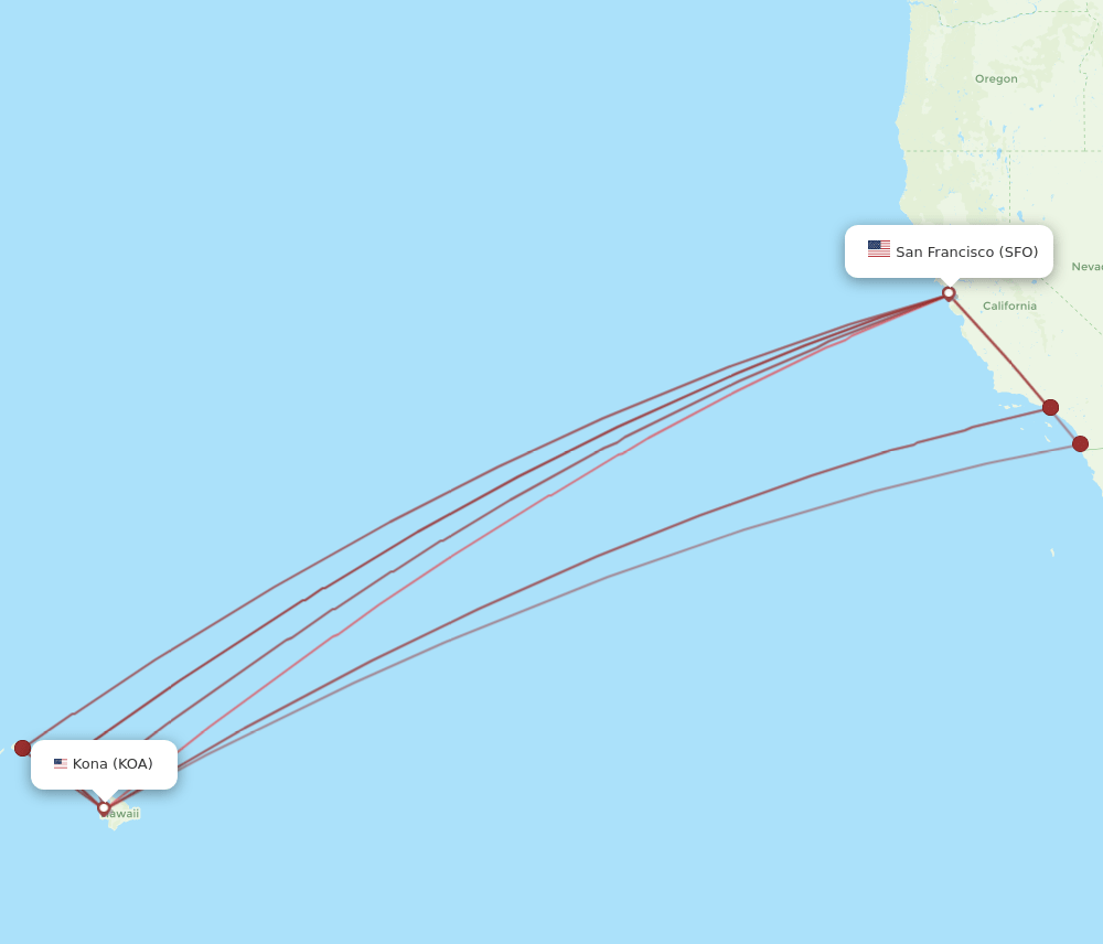 SFO-KOA flight routes